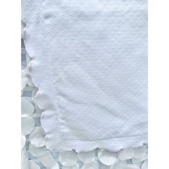 100% Cotton FULL XL White MATELASSE 3 Pc Bed Cover Pink Embroidery Scalloped - Picture 3 of 13